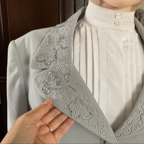 Vtg Emily Grey 2-pc Embroidered Beaded Plus Size16 - Picture 6 of 16